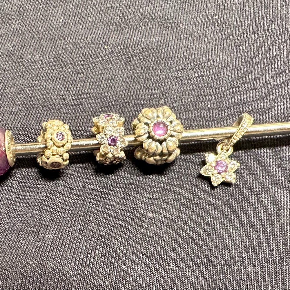 Pandora Purple and Silver Charm Bracelet - Picture 2 of 2